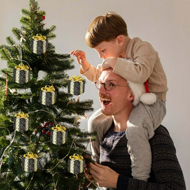 Adornos navideños de espuma para cajas de regalo y decoraciones para el árbol de Navidad | Decoración colgante con diseño calado | Decoración para interiores: árbol de Navidad, puerta