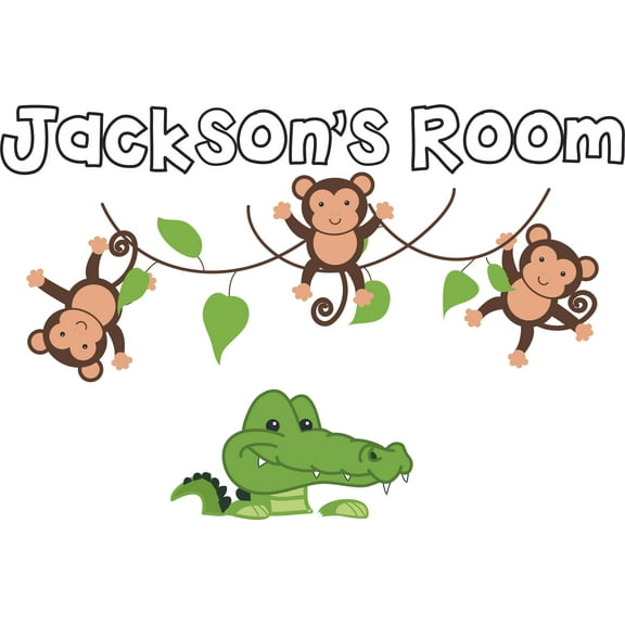 Monkey Crocodile Animal Jungle Decors Wall Sticker Art Design Decal for Girls Boys Kids Room Bedroom Nursery Kindergarten House Fun Home Decor Stickers Wall Art Vinyl Decoration (12x20 inch)