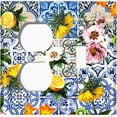 thumbnail image 4 of Metal Light Switch Plate Cover Floral Fruit Blue Tile Pattern Collage TIL004, 4 of 14