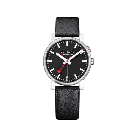 Mondaine Evo Alarm 40mm Steel Black Dial Mens Quartz Watch A468.30352.14SBB
