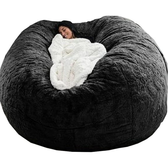 ZLGP 5/6/7FT Giant Bean Bag Sofa Living Room Chair Memory Microsuede Soft Protect Cover (5FT 135 * 65cm, Dark Grey)