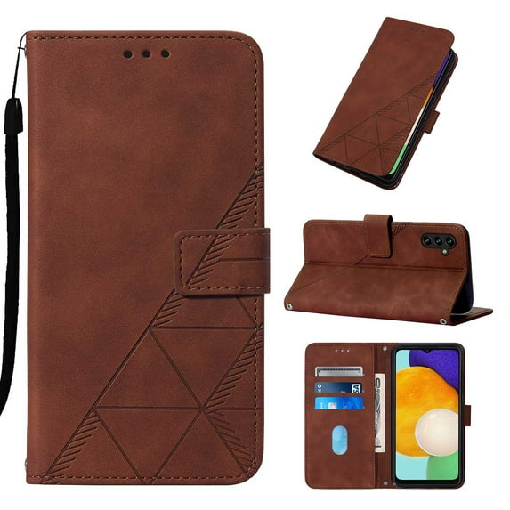 Allytech Case for Samsung Galaxy A13 4G Cover with Card Holder Folio Wallet Case, Kickstand PU Leather Magnetic Closure Soft TPU Back Protective Cover with Hand Strap for Galaxy A13 4G, Brown