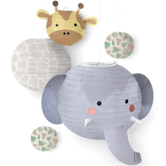 Soft Jungle Hello Baby Assorted Hanging Lanterns
