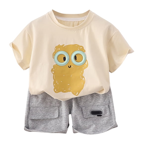 EnJoCho Toddler Baby Boy Summer Clothes Letter Graphic Short Sleeve Shirt T-Shirt Tops Casual Shorts Outfit Set