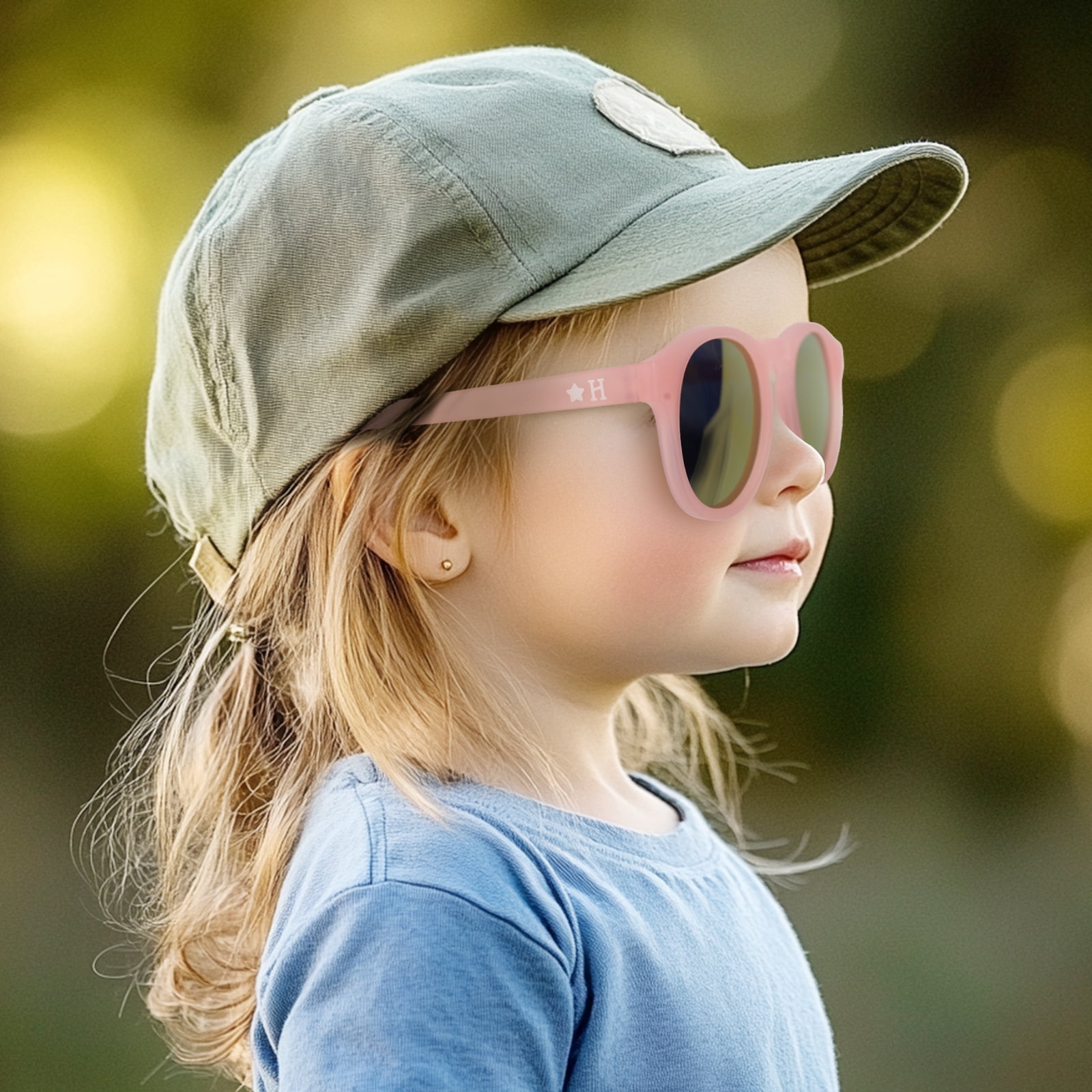 HECCEI Pebblie Baby Sunglasses with Strap - UV400 Polarized Sunglasses, Ages 0-2 Pink