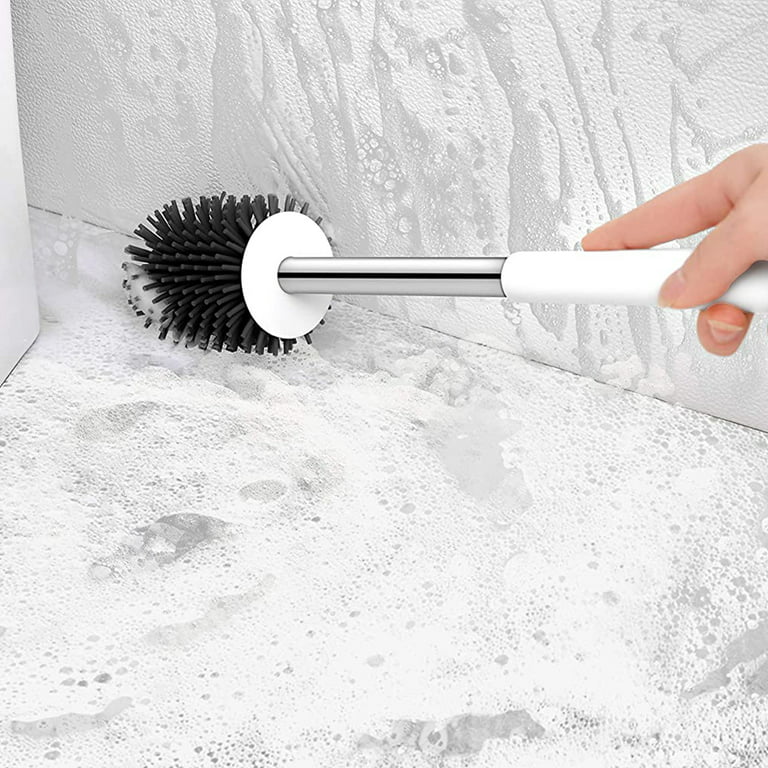 Toilet Brush, Bathroom Silicone Toilet Brush Holder Set with Non