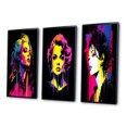 thumbnail image 3 of Designart "Retro Portrait of a Neon Diva VII" Woman Pop Art Framed Wall Art Set Of 3 - Pink Glam Frame Gallery Wall Set For Home Decor, 3 of 6