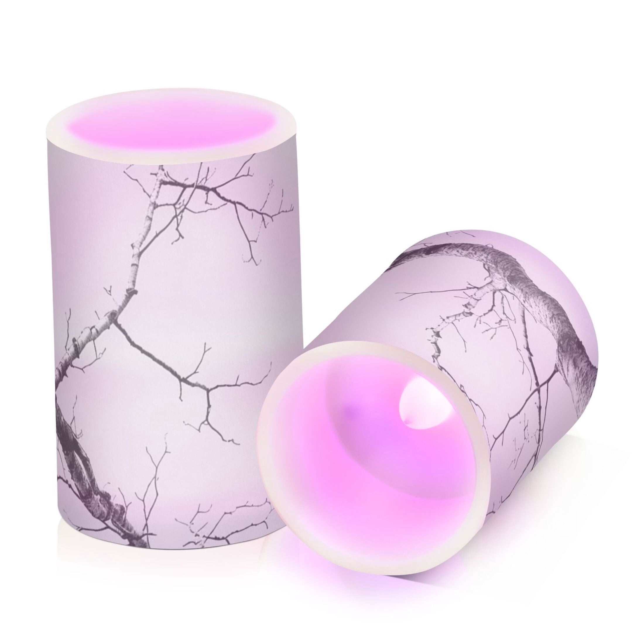 Gray Tree Branch Flameless Candles&nbsp;LED Lights Battery Operated Candles with Remote and Timers Flicker Lights Votive Set of 2