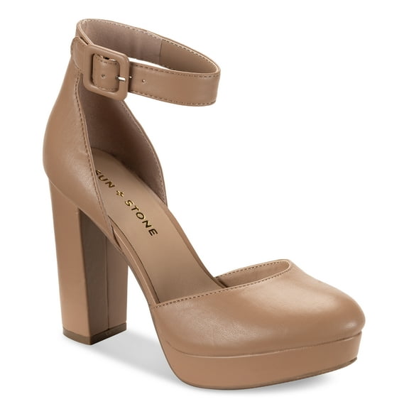 Sun Stone Estrella Block-Heel Pumps Nude 9.5M