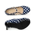 thumbnail image 4 of BLISSFUL STEP Women's Shoe Polka Dots Mary Janes Stiletto Heels Platform Ankle Strap Close Toe  Pumps Dark Blue 6, 4 of 7