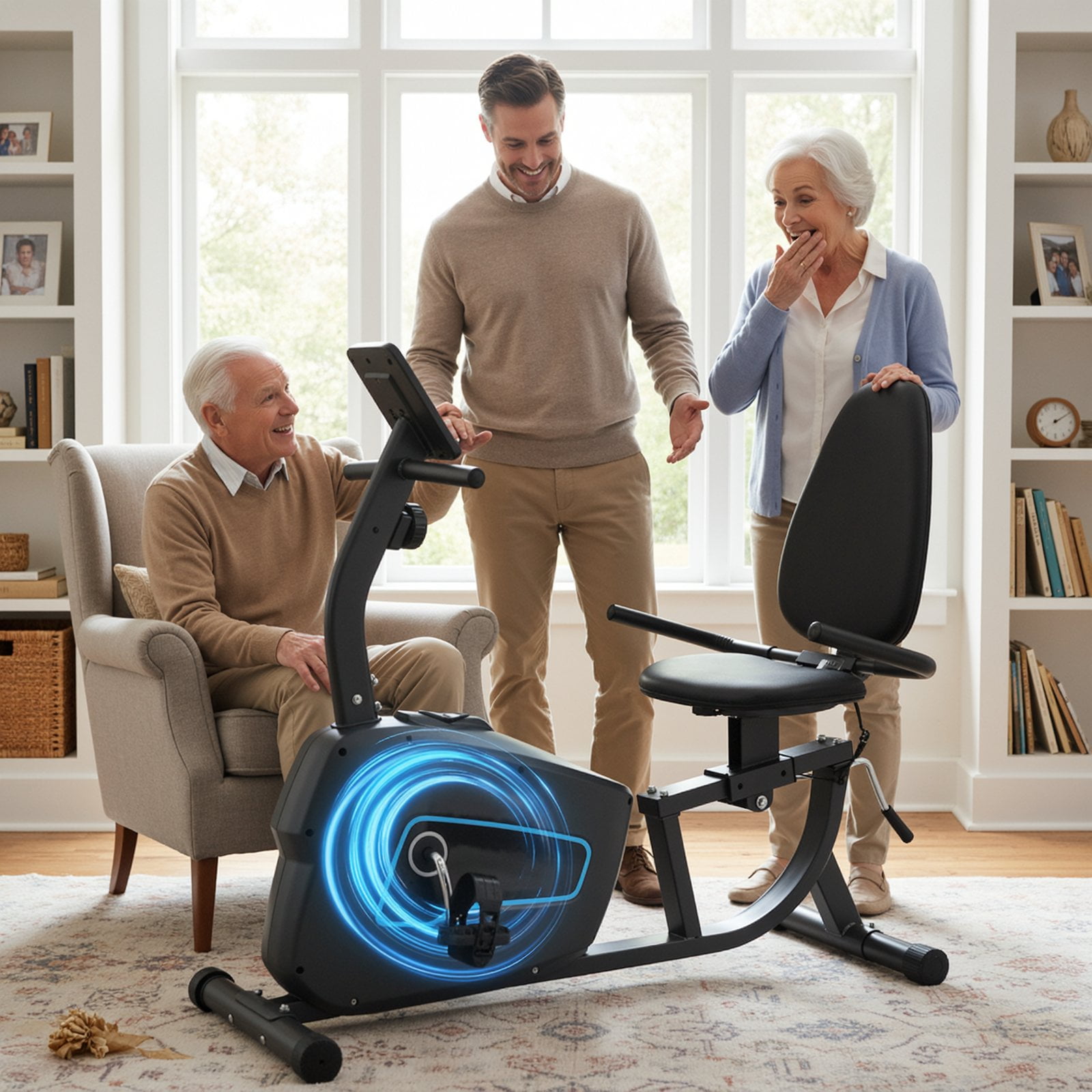 GASKY Exercise Bike 8 Resistance Levels Recumbent Exercise Bikes Seat Adjustment Exercise Equipment for Home Fitness Use