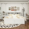 thumbnail image 3 of King Size Wood Platform Bed with Multi-storage Headboard, USB and Drawers, White, 3 of 14