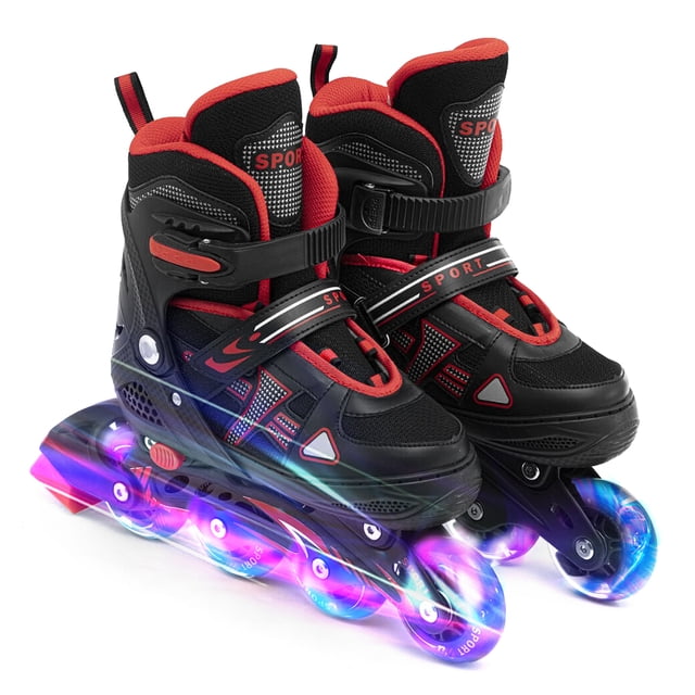 Zapatillas de patinaje Patines en línea con iluminación ajustable con ruedas iluminadas para niños y TOMSHOO Zapatillas de patinaje