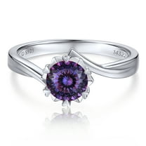 MomentWish February Birthstone Rings, Anniversary Ring for Her, 1Carat Moissanite Wedding Ring S925 Sterling Silver