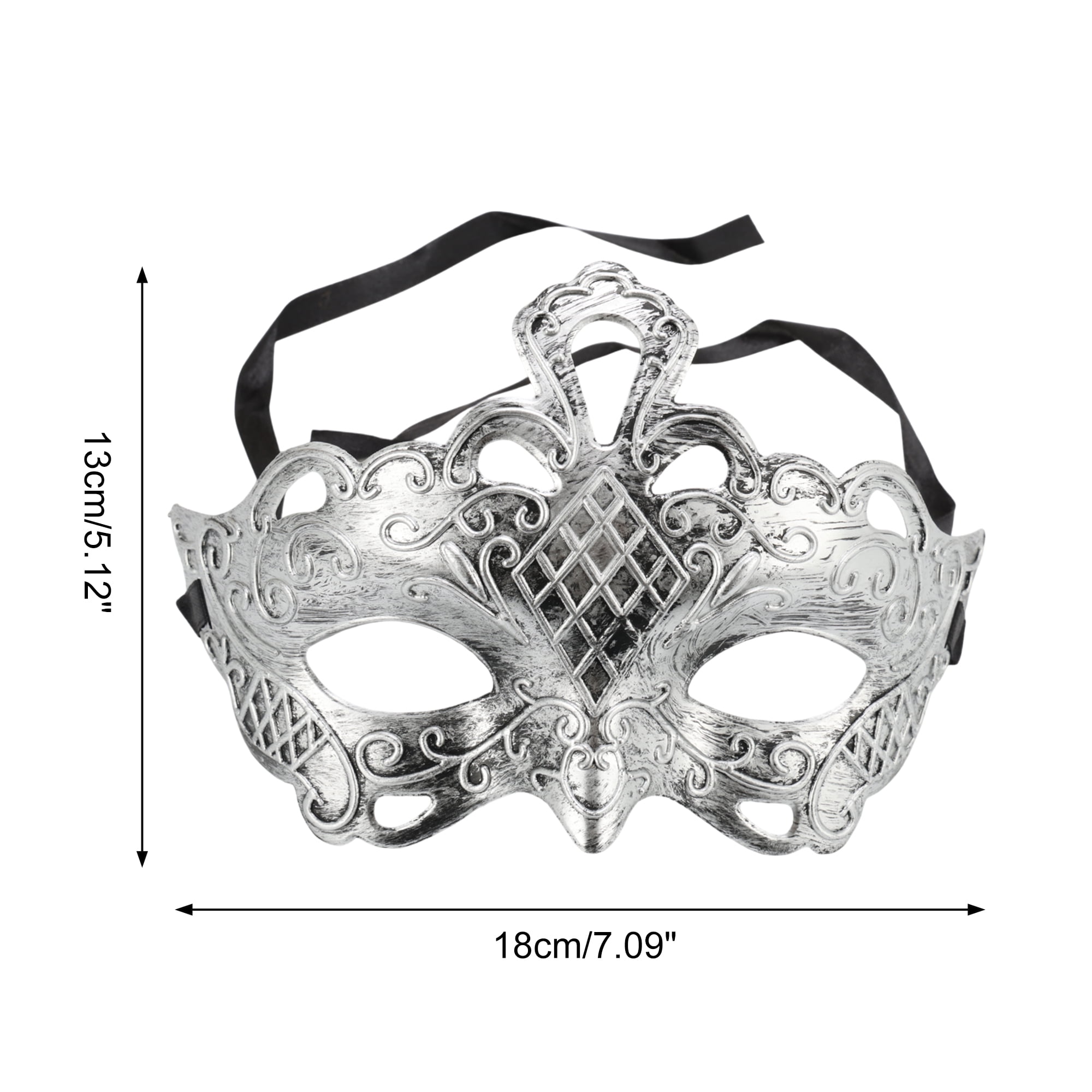 Unique Bargains Elegant Half Face Party Mask 1 Pcs Silver Pattern 7