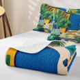 thumbnail image 4 of Castle Fairy Bohemian Desert Plant Scene Quilt Full 3-Piece,Retro Geometric Floor Pattern Full Bedspread Sets,Mustard Royal Blue,1 Coverlet and 2 Pillowcases, 4 of 7