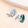 thumbnail image 7 of HemaKayy Cufflinks for Men, Classic Wedding Business Shirt Cuff Links Personalized Gifts Father Grandfather Dad Husband Boyfriend Tie Clip, Round - Sliver - Unique Marble Texture, 7 of 7