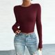 thumbnail image 1 of TaTaai Women's crew neck long sleeve T-shirt, solid color, backless design, cropped slim fit, casual stylish, soft stretchy fabric, ideal for daily outings & casual gatherings Gift, 1 of 6