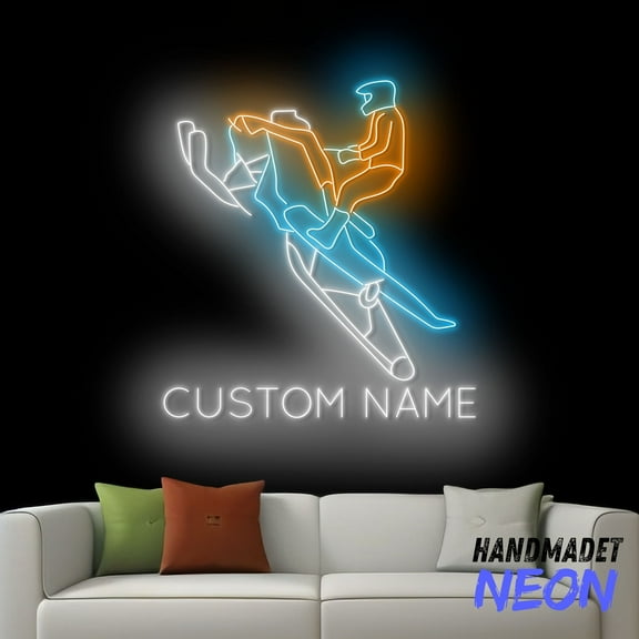 Handmadetneonsign Snowmobile Neon Sign, Snowmobiling Led Sign, Snowmobiler Name Led Light, Winter Sport Wall Decor 80477