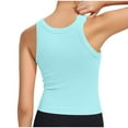 thumbnail image 5 of Bigersell Crop Tops with Built in Bra Women Wireless Sports Bras Solid Sleeveless Crew Neck Cropped Tank Tops Comfort Soft Yoga Sports Bra Running Workout Bras Crop Tops Sky Blue L, 5 of 5