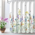 thumbnail image 2 of Floral Shower Curtain for Bathroom Flower Shower Curtain Watercolor Shower Curtain Colorful Butterfly Flowered Plant Wildflower Shower Curtain with Hooks, Machine Washable, 72''''Wx84''''H, 2 of 5