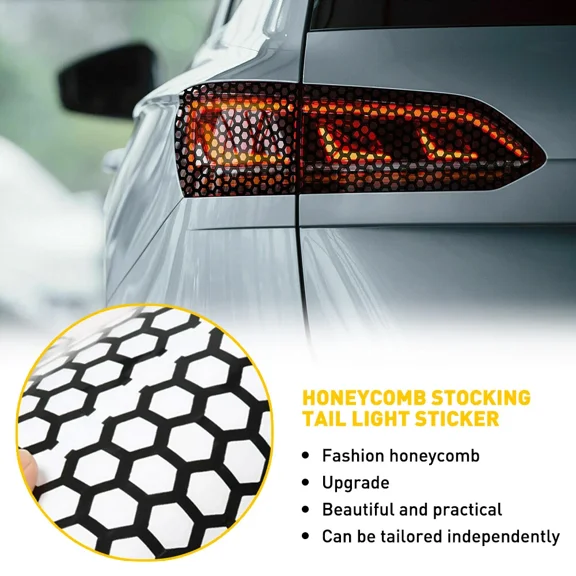 Black Car Rear Tail Light Cover Honeycomb Sticker Taillamp Decal Accessories Diy