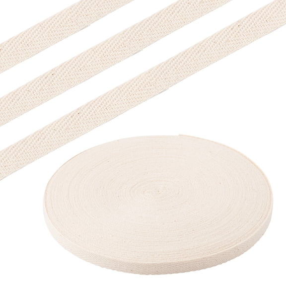 Cotton Twill Tape Ribbons Herringbone Ribbons for Sewing Craft White 3/8 inch(10mm) 45yard/roll(41.13m/roll)