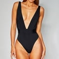 thumbnail image 5 of Sngxgn Women's Swimsuit Tummy Control Deep V Neck Double Straps Crisscross Back Tie Bathing Suit(Black,S), 5 of 8