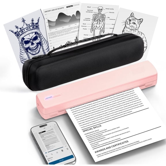 Portable Printer for Travel, D810 Thermal Printer Support for 8.5"x11" Letter, Inkless Compatible with iOS, , Laptop for Office, and with Carry Case,
