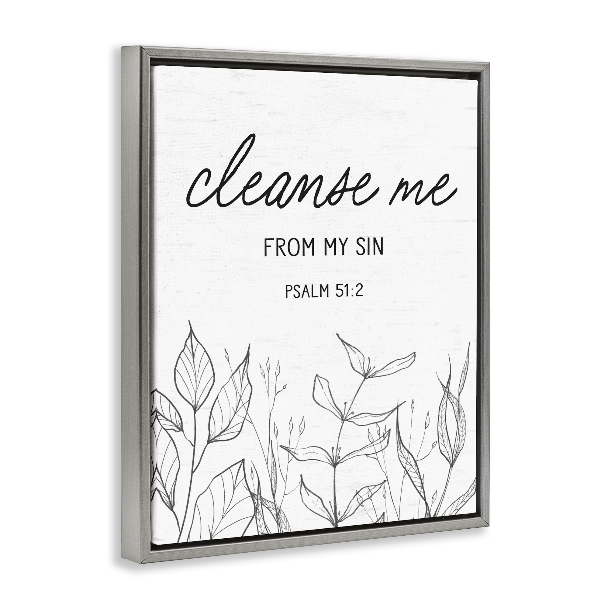 Cleanse Me From Sin Gray Framed Floater Canvas Wall Art, design by Lettered and Lined
