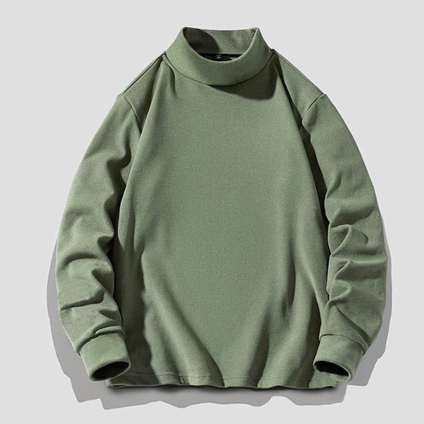 pstuiky hombres de manga larga, Camisa informal de manga larga con cuello alto y color liso para hombre, blusas de manga larga con cuello redondo, camisetas y tops camisetas de hombre xxxxl