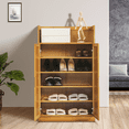 thumbnail image 3 of Magshion Bamboo 6 Tiers Shoes Rack with Door, 15 Pairs Organizer Cabinet, Brown, for Entryway, 3 of 11