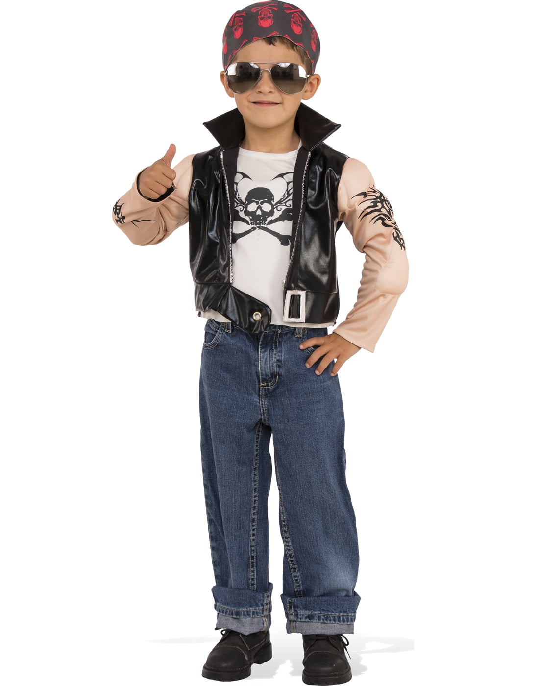 Little Biker Boy Child Muscle Chest Gangster Halloween Costume-M, Wal-mart,...