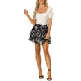 thumbnail image 2 of INSPIRE CHIC Women's Layered Ruffle Hem Chiffon Elastic Waist A-Line Floral Skirt, 2 of 5