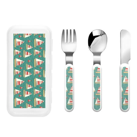 

Salouo Yachts And Buoys Pattern 3 Pieces Toddler Utensils Kids Silverware Set Stainless Steel Utensils for Kids Children Safe Spoons Forks & Knife Dishwasher Safe