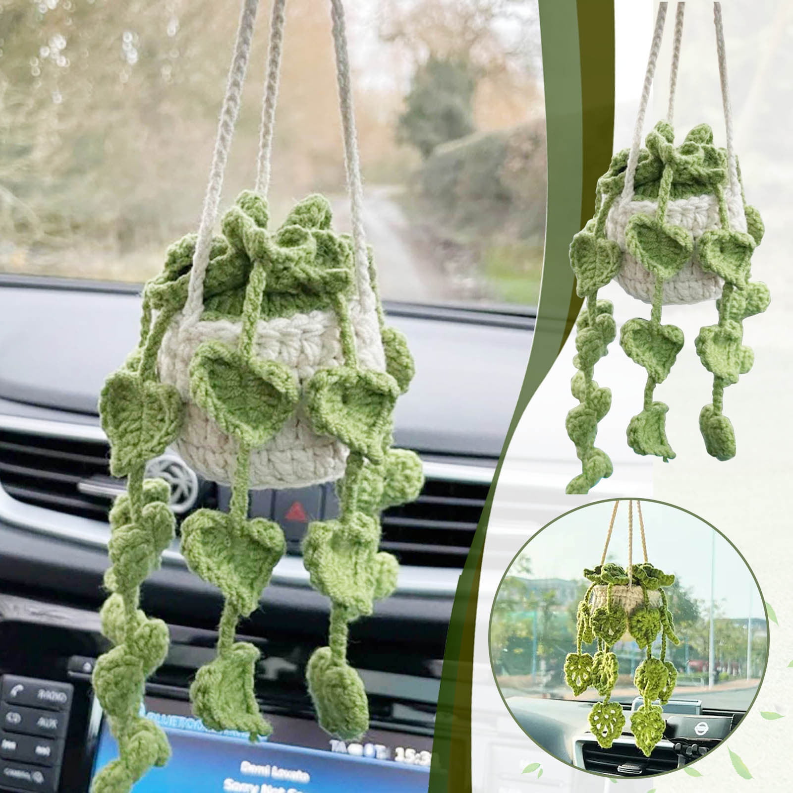 whisky forholdsord maler Umitay Car Plant Crochet Hanging Basket, Hanging Plant For Car Decor, Car  Accessories, Car Ornament Rear View Mirror Accessories Car  OrnamentDecoration - Walmart.com