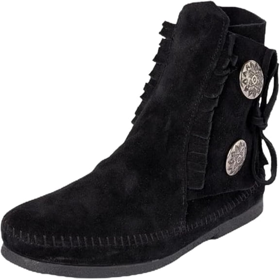 Minnetonka Men's Button Softsole and Hardsole Boot, Black Hardsole, Size 8 M