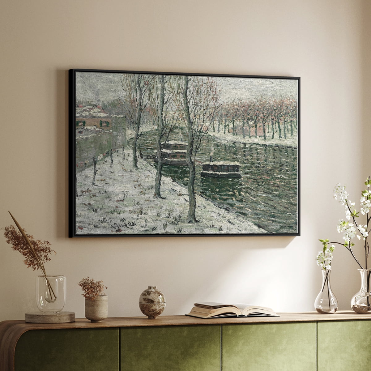 Vintage Landscape-CLXVI By Wexford Home Framed in Black Wood Gallery Wrapped Canvas 27 in. x 41 in.