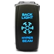 Race Sport RSBLHB3W - 3-Way LED Logo Rocker Switch with 4-Pins - Middle Off, Function 1 Up, Function 2 Down