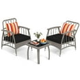 thumbnail image 1 of Gymax Ensemble de Mobilier de Patio en Rotin PE 3 Pcs avec Dossier Réglable à 5 Niveaux Ensemble Bistro Extérieur, 1 of 6