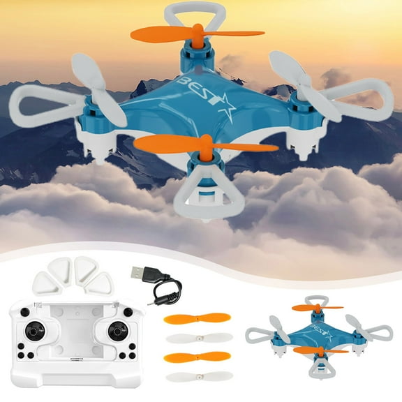 YiBai Border New Drone Mini Remote Control Aircraft Children's Toy Miniature Aircraft Fixed Height Quadcopter Aircraft Model,Blue, Children's Day