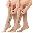 thumbnail image 1 of 2 pares de calcetines de compresión con punta abierta y cremallera hasta la rodilla, 1 of 4