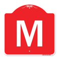 thumbnail image 1 of SignMission A-DES-RW-1818-22940 18 x 18 Po Signe de la Série Designer - Signe avec la Lettre M & 44; Rouge & Blanc, 1 of 1