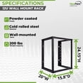 thumbnail image 4 of NavePoint 12U Wall Mount Rack - Server Rack for 19 Inch IT Equipment Open Frame Rack – Network Rack for AV & Server Equipment 16” Deep Rack, Black, 4 of 4