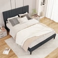 thumbnail image 1 of Gymax Queen Size Bed Frame w/ Vertical Channel Tufted Headboard & Wooden Slats, 1 of 10