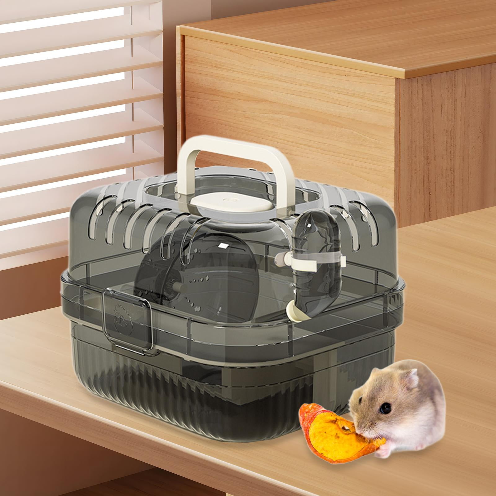 TOOYFUL Hamster Cage Transport Box with Light Handle in The Event of A Small Portable Cage for Pets with Water Bottle for Bunny Mouse White