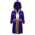 thumbnail image 1 of RUNQHUI Kids Boys Boxing Robe Cute Boxer Cloak Hooded Satin Long Boxer Hoodie Purple 16, 1 of 7