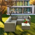 thumbnail image 4 of 4 Piece Patio Sectional Wicker Rattan Outdoor Furniture Sofa Set with Storage Box Grey, 4 of 6