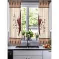 thumbnail image 2 of Red Texas Star Rustic Sheer Curtains 39 Inch Length 2 Panels Set for Living Room/Bedroom, Farmhouse Berry Brown Wooden Kitchen Curtains Grommet Semi-Sheer Curtains Window Treatments 27.5"x39"x2, 2 of 7