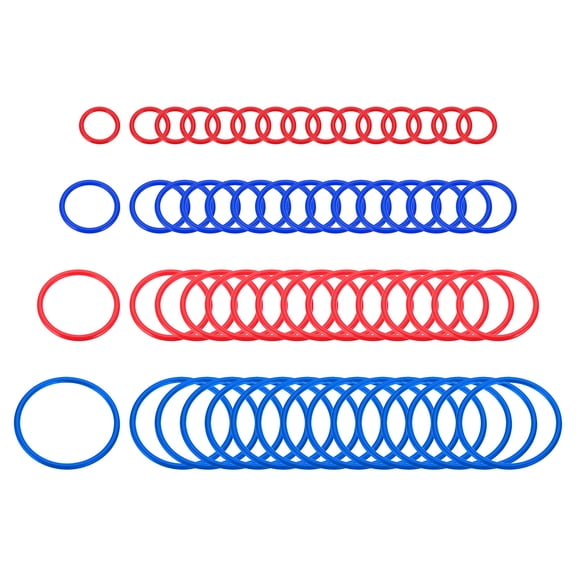 Uxcell Plastic Toss Ring 4 Sizes, 60 Pack Sports Rings Toss Game for Carnival Outdoor Games, Red/Blue